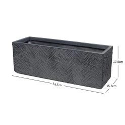 Textured Rectangular Planter, Grey - 65x22 Cm -decoration 5110900503190 4