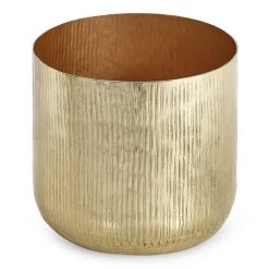 Medium Aluminium Planter Set, Gold- 23.5x22.5 Cm