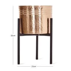 Medium Metal Planter With Stand, Copper With Black - 21x32 Cm 5 Medium Metal Planter With Stand, Copper With Black - 21x32 Cm -decoration 5110900503336 3 2