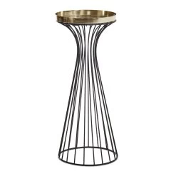 Large Metal Pot Stand, Gold With Black - 25.5x60 Cm