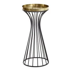 Small Metal Pot Stand, Gold With Black - 20.5x45 Cm