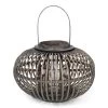 Round Bamboo Rattan Lantern, Grey - 36 Cm