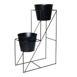 2-Tier Wall Planter With Stand, Black – 40x59 Cm