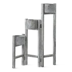 Wooden Stand With 3 Pots, Whitewash Grey – 100x26 Cms -decoration 5110902000901 2