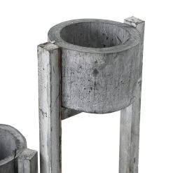 Wooden Stand With 3 Pots, Whitewash Grey – 100x26 Cms -decoration 5110902000901 3